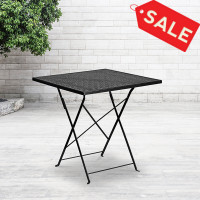 Flash Furniture CO-1-BK-GG 28'' Square Black Indoor-Outdoor Steel Folding Patio Table 